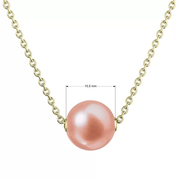 Pozlacený stříbrný náhrdelník s růžovou říční perlou na řetízku 22047.3 pink