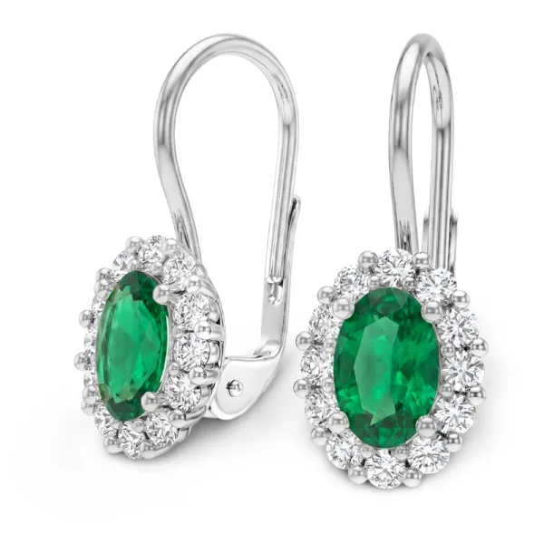 Dámské náušnice z bílého zlata 585/1000 s přírodními smaragdy 0,82 ct a diamanty 0,288 ct G/SI 10952-B-DIA-SMAR