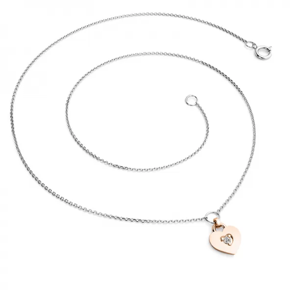 Náhrdelník srdce s diamantem 10874-NH05-BCV-DIA