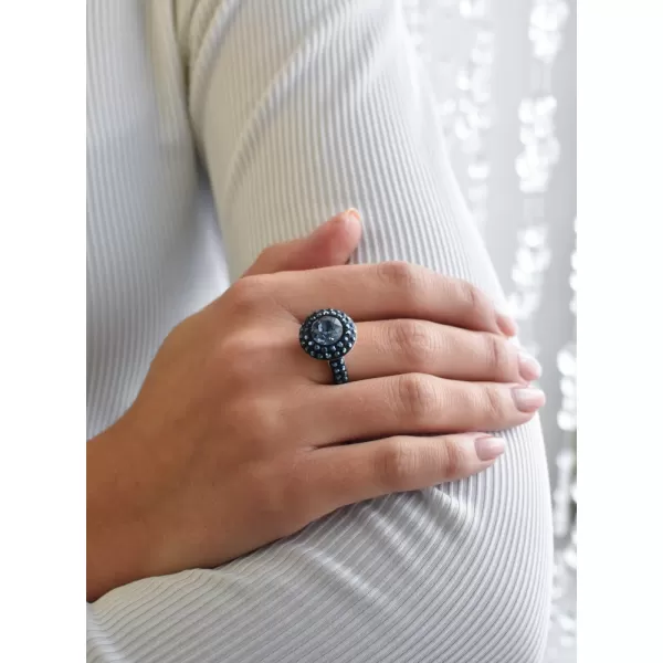 Stříbrný prsten s krystaly modrý 35019.5