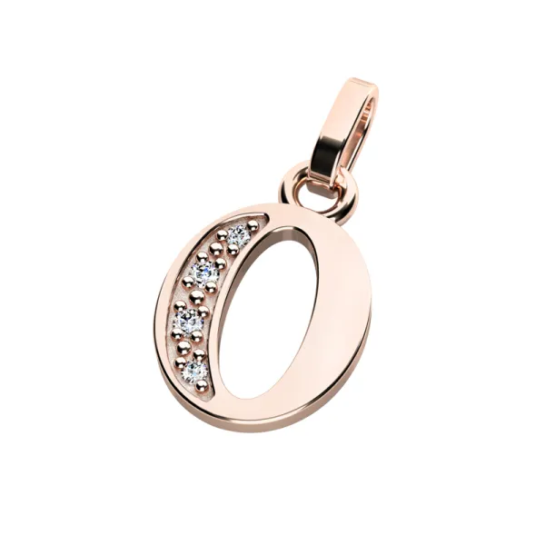 Přívěsek písmeno O růžové zlato 585/1000 přírodní diamanty 0.018 ct G/SI 10982-00-CV-DIA-O