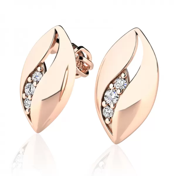 Dámské náušnice růžové zlato 585/1000 přírodní diamant 0.044 ct G/SI 10973-CV-DIA