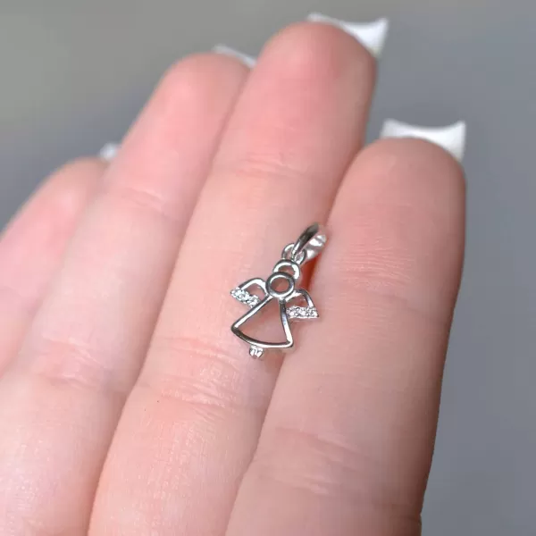 Stříbrný přívěsek malý andílek se zirkony bílý 14030.1