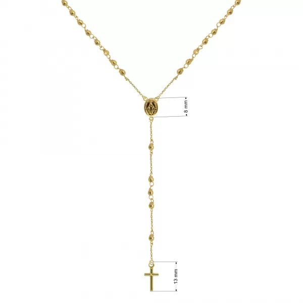 Zlatý 14 karátový náhrdelník růženec s křížem a medailonkem s Pannou Marií RŽ10 zlatý