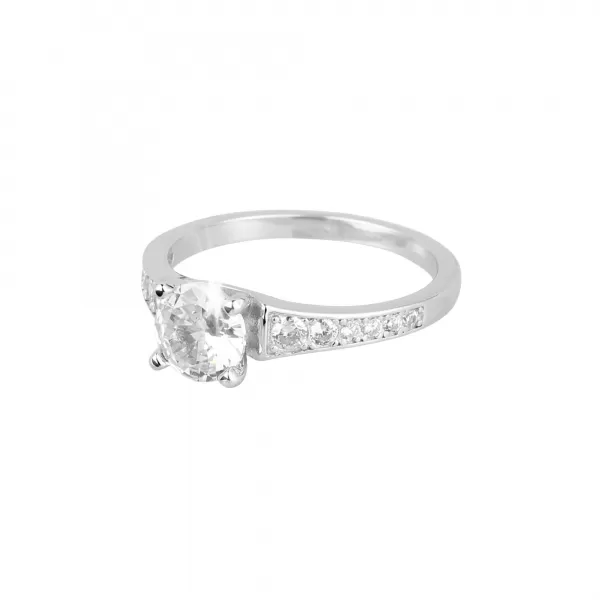 Stříbrný prsten luxusní se zirkony bílý čtverec 15009.1 crystal