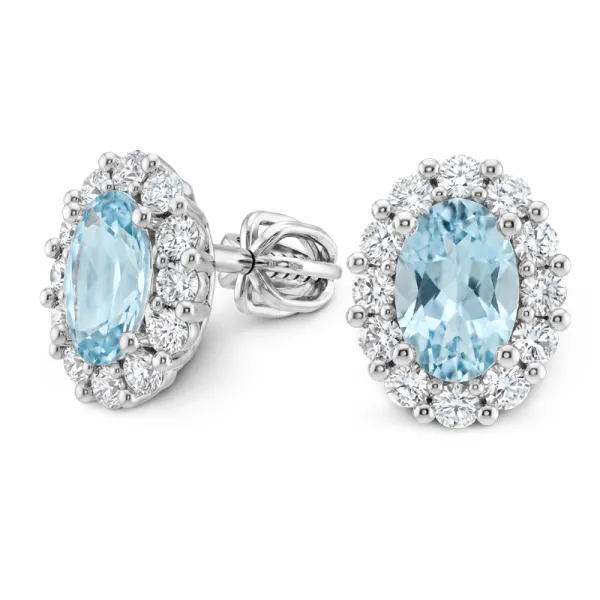 Dámské náušnice z bílého zlata 585/1000 s přírodními topazy 1,00 ct a diamanty 0,288 ct G/SI 10953-B-DIA-TPZ