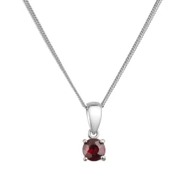 Stříbrný náhrdelník s pravým minerálním kamenem rudý 12078.3 garnet