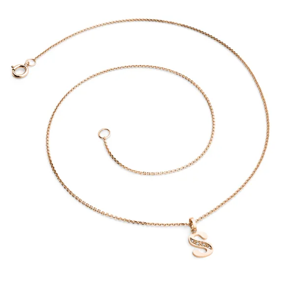 Přívěsek písmeno S růžové zlato 585/1000 přírodní diamanty 0.018 ct G/SI 10982-00-CV-DIA-S