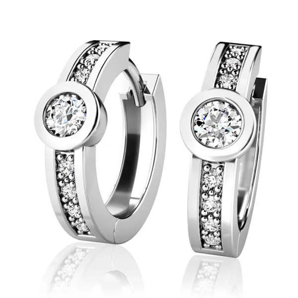 Dámské náušnice bílé zlato 585/1000 přírodní diamant 0.248 ct G/SI kruhy 10968-B-DIA