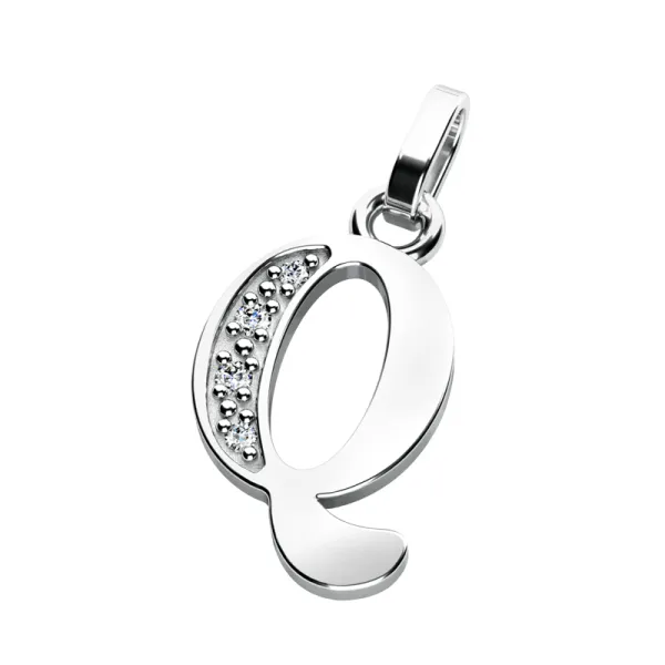 Přívěsek písmeno Q bílé zlato 585/1000 přírodní diamanty 0.018 ct G/SI 10982-00-B-DIA-Q
