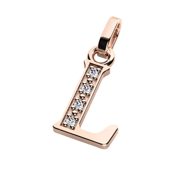 Přívěsek písmeno L růžové zlato 585/1000 přírodní diamanty 0.018 ct G/SI 10982-00-CV-DIA-L