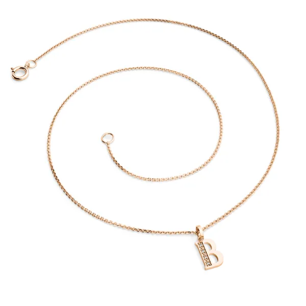 Přívěsek písmeno B růžové zlato 585/1000 přírodní diamanty 0.018 ct G/SI 10982-00-CV-DIA-B