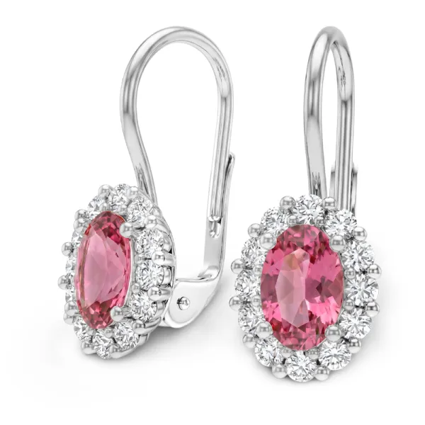 Dámské náušnice z bílého zlata 585/1000 s přírodními turmalíny 1,00 ct a diamanty 0,288 ct G/SI 10952-B-DIA-TUR