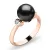 Dámský prsten růžové zlato 585/1000 přírodní diamant 0.054 ct perla a brilianty 10867-CV-FW-Black