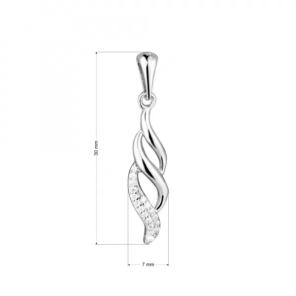 Stříbrný přívěsek se zirkony bílá vlnka 14046.1 crystal
