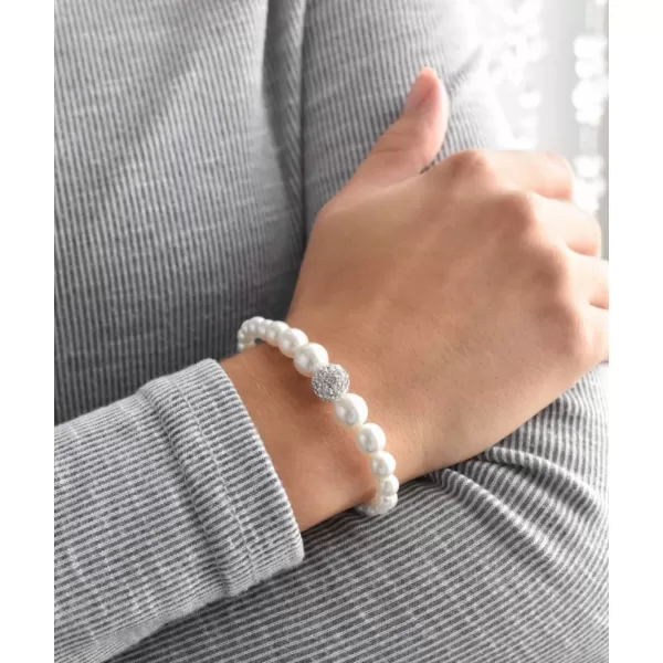 Perlový náramek bílý s Preciosa krystaly 33063.1