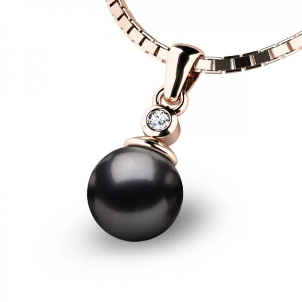 Přívěsek s perlou a diamanemt 10870-CV-FW-DIA-Black