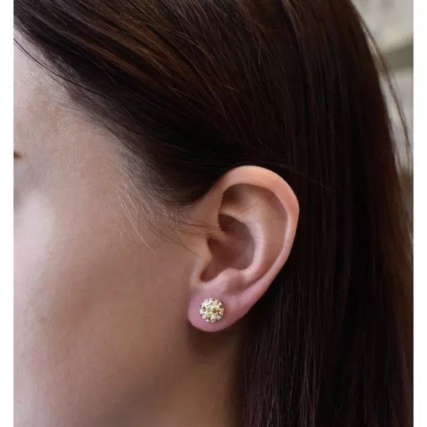 Stříbrné náušnice pecka s krystaly Swarovski zlaté kulaté 31336.5 gold