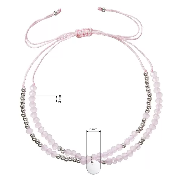 Textilní náramek růžové korálky 13038.3 pink