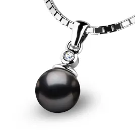 Dámský přívěsek bílé zlato 585/1000 přírodní diamant 0.027 ct černá perla a 10870-B-DIA-Black 10870B-DIA-Black