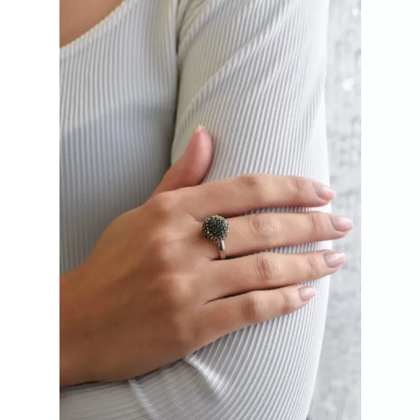 Stříbrný prsten s krystaly zelená boule 735013.5 vitrail medium