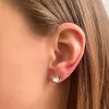 Pozlacené stříbrné náušnice pecka s krystaly Swarovski bílé srdce 31259.1