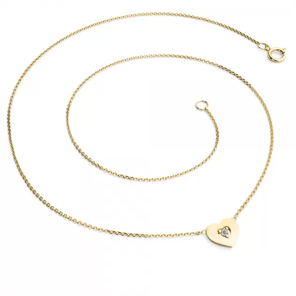 Náhrdelník srdce s diamantem 10874-NH01-ZL-DIA