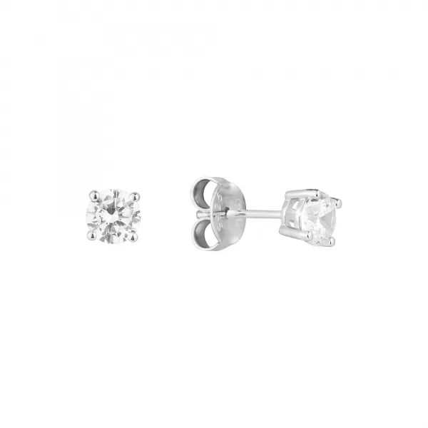 Stříbrné náušnice pecky s kulatým zirkonem 11530.1 crystal