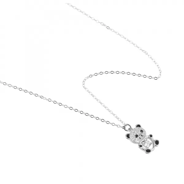 Stříbrný náhrdelník medvídek se zirkony 12101.1 crystal