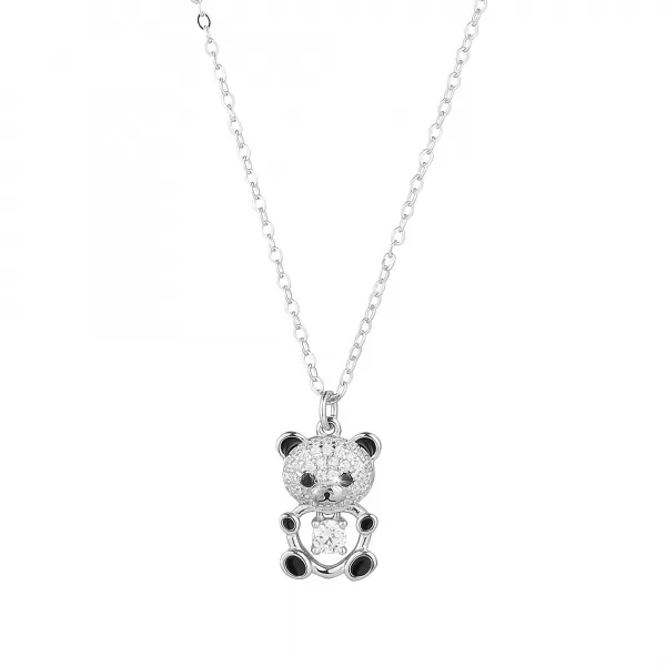 Stříbrný náhrdelník medvídek se zirkony 12101.1 crystal