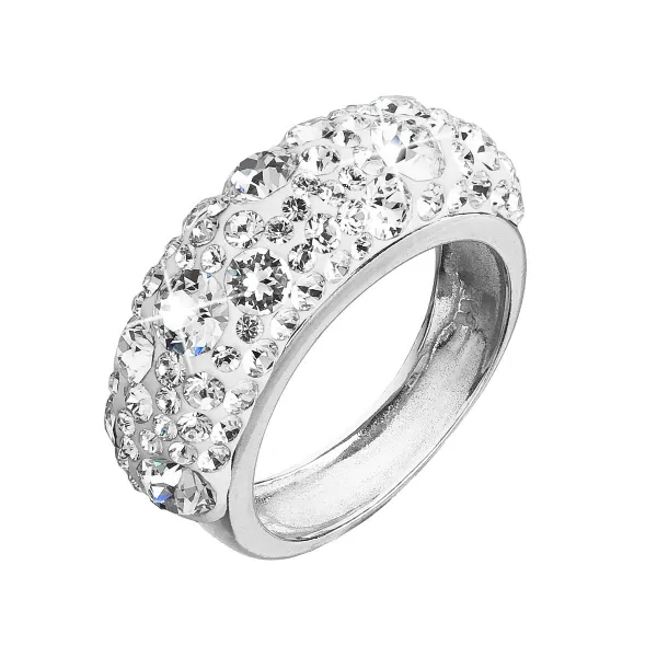 Stříbrný prsten s krystaly Swarovski bílý 35031.1
