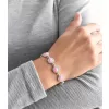 Stříbrný náramek se syntetickým opálem a krystaly Preciosa růžový 33105.1