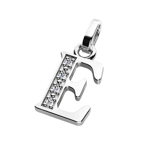 Přívěsek písmeno E bílé zlato 585/1000 přírodní diamanty 0.018 ct G/SI 10982-00-B-DIA-E