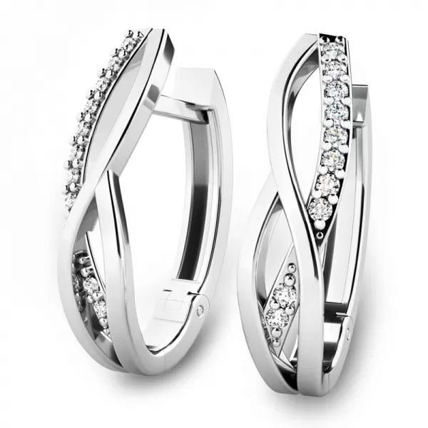 Náušnice z bílého zlata 585/1000, přírodní diamanty 0.140 ct G/SI, 10987-B-DIA