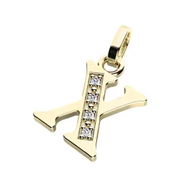 Přívěsek písmeno X žluté zlato 585/1000 přírodní diamanty 0.018 ct G/SI 10982-00-ZL-DIA-X