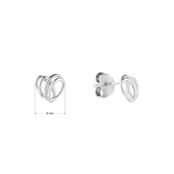 Stříbrné náušnice pletená srdíčka 61046