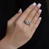 Stříbrný prsten kulatý černobílý mramor se Swarovski krystaly 75017.1