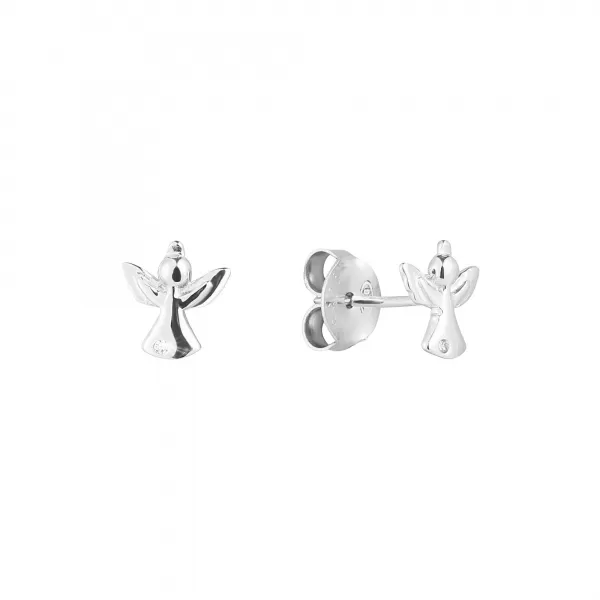 Stříbrné náušnice anděl se zirkonem 11533.1 crystal