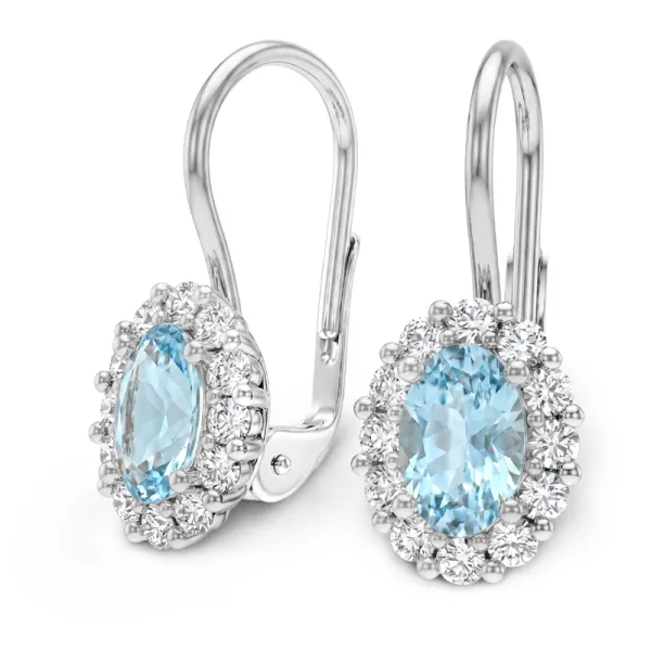 Dámské náušnice z bílého zlata 585/1000 s přírodními topazy 1,00 ct a diamanty 0,288 ct G/SI 10952-B-DIA-TPZ
