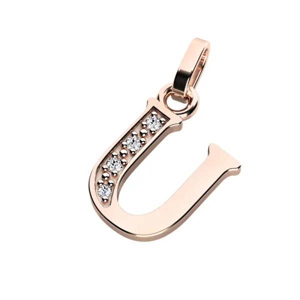 Přívěsek písmeno U růžové zlato 585/1000 přírodní diamanty 0.018 ct G/SI 10982-00-CV-DIA-U