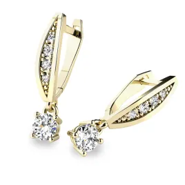 Dámské náušnice žluté zlato 585/1000 zirkon visací 10871-ZL-ZIR