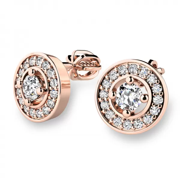 Náušnice růžové zlato 585/1000, přírodní diamanty 0.340ct, 10921-CV-DIA