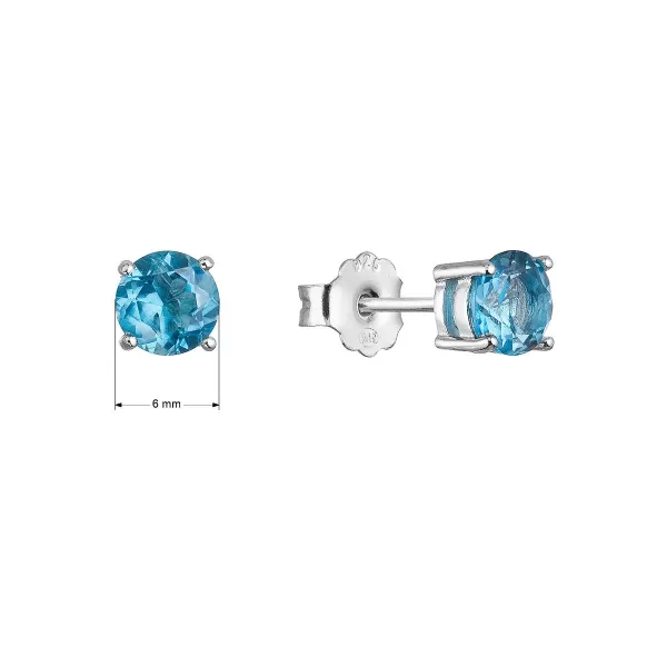 Stříbrné náušnice pecky s pravými minerálními kameny modré 11484.3 london topaz