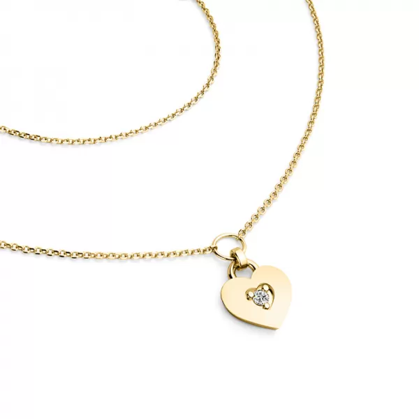 Náhrdelník srdce s diamantem 10874-NH05-ZL-DIA