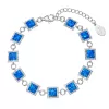 Stříbrný náramek s modrým syntetickým opálem čtverec a bílé krystaly Preciosa 33047.1 blue