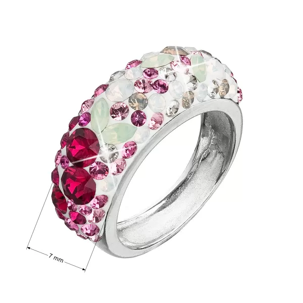 Stříbrný prsten s krystaly Swarovski mix barev červená 35031.3