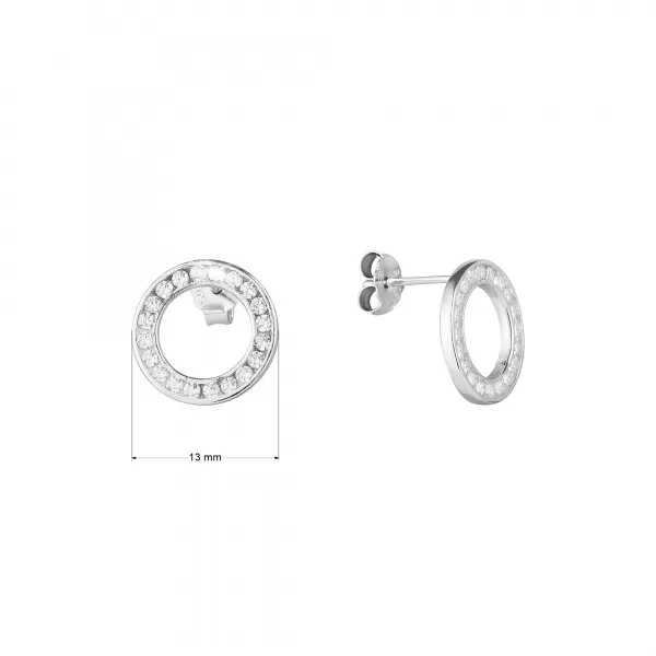 Stříbrné náušnice kulaté se zirkony 11551.1 crystal