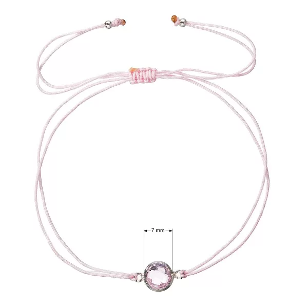 Textilní náramek růžový s krystalem 13041.3 pink