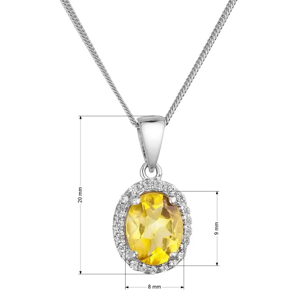 Stříbrný náhrdelník luxusní s pravým minerálním kamenem žlutý 12086.3 citrine