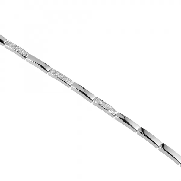 Stříbrný náramek obdélníčkový se zirkony 13056.1 crystal